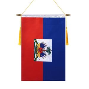 TMHTMH 18x12 Inch Haiti Wall Banner Flag,Wooden Hanging Pole and Double Satin Finish,Haitians Hanging Flag,for House Room,School Classroom, Club and Door