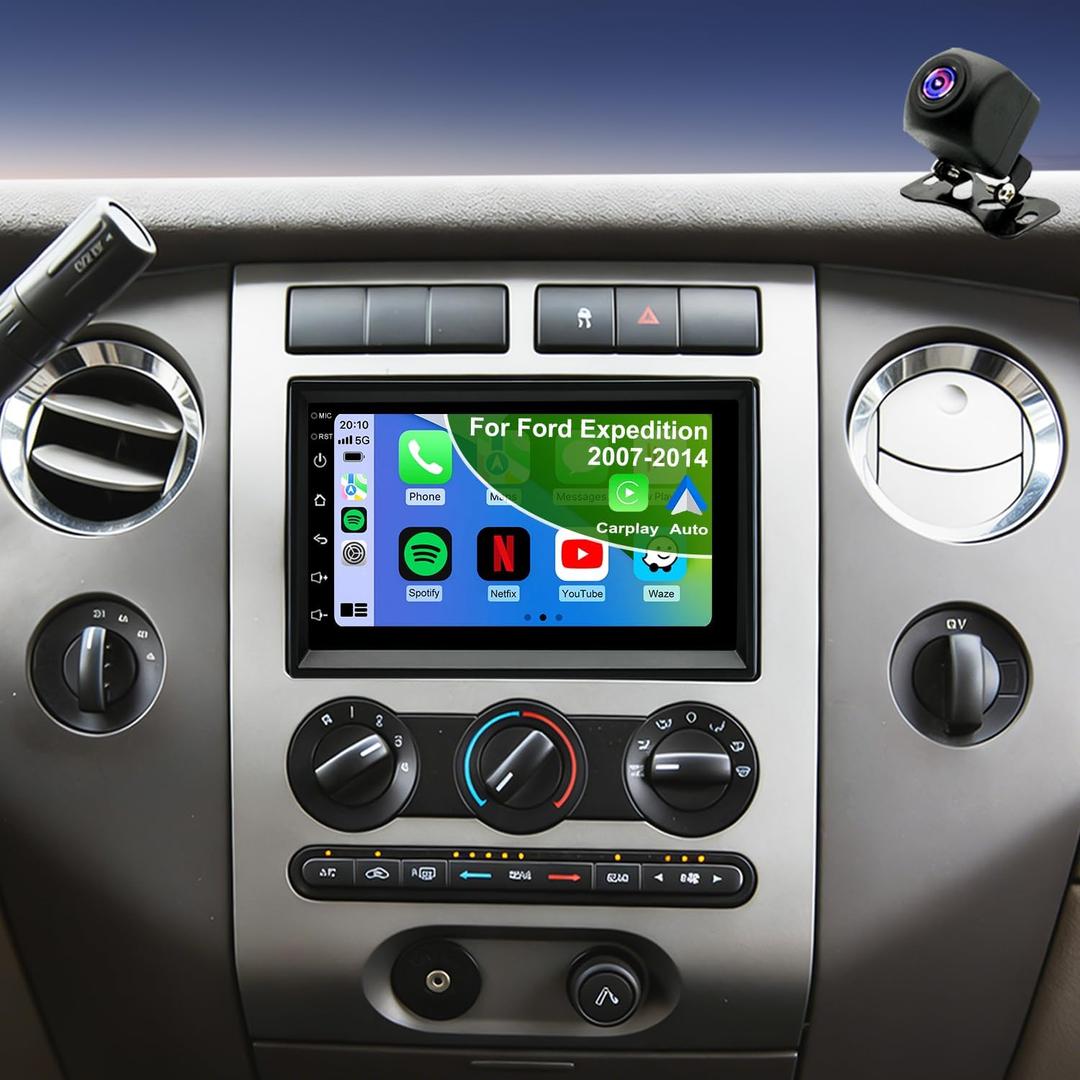 5GWiFi Upgrade Car Radio for Ford Expedition 2007-2014, Explorer 2006-2010, F150 2004-2008, F250/F350 2006-2016, Taurus 2008-2009, 7inch Touchscreen Stereo Wireless Carplay Android Auto GPS FM Camera