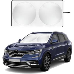 Windshield Sun Shade with Storage Pouch for SUVs, Durable 190T Polyester Sun Shield for Front Window, Portable Carry Car Accessories, Standard (63 inches x 34 inches)