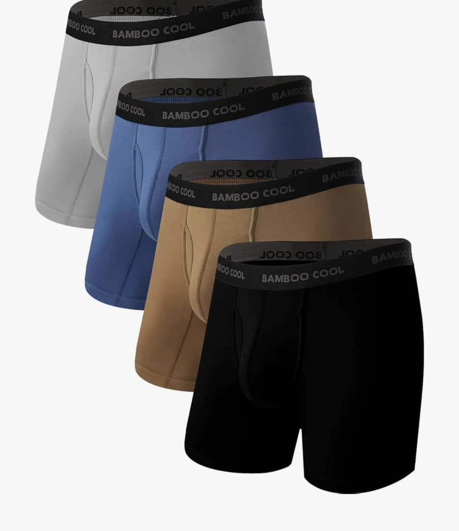BAMBOO COOL Men's Ultra Breathable Underwear,No Riding Up Boxer Briefs with ComfortFlexible Waistband,Multipack Large