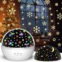 Christmas Projector Night Light Indoor, Snowflake NightLight for Room Decor, Kids Star Projector Night Light with Starry&Snowfall Theme,Xmas Birthday Gift Toy for Baby Toddler