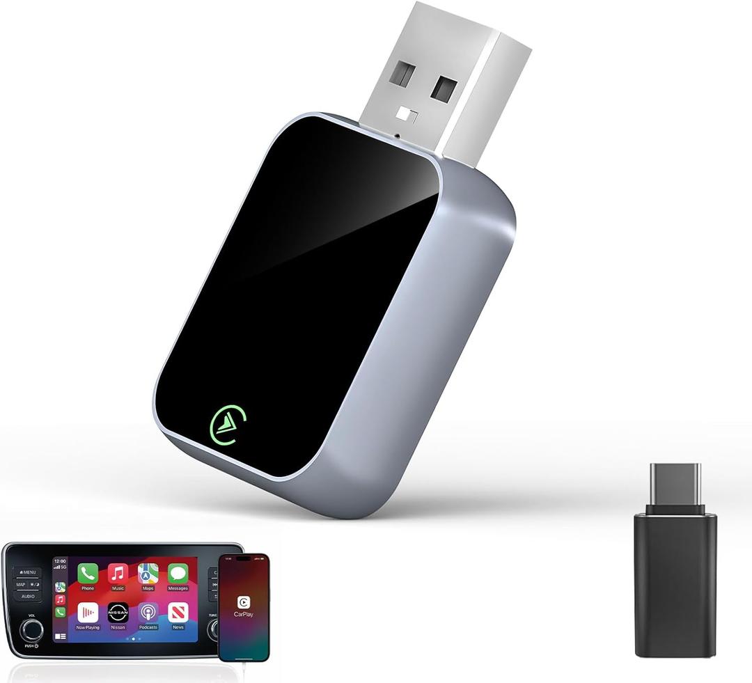 2026 Wireless CarPlay Adapter for iPhone - No Audio Lag, 5s Auto-Connect - Convert Factory Wired to Wireless CarPlay - Bluetooth 5.3 & 5GHz Wi-Fi - Plug & Play (Includes USB A/C)