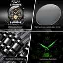 OLEVS Watches for Men with Date Luxury Big Face Waterproof Mens Wristwatch Analog Dress Two Tone Stainless Steel Man Watch Luminous Relojes De Hombre Calendar(Green/Blue/Black Dial