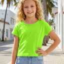 Noomelfish Girls Short Sleeve Crop Tops Kids Summer Dance Cropped T-Shirts, Size L