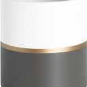 Plant Pots Indoor 6.7 Inch Ceramic Planters, Matte Flower Pots with Drainage Hole for Home Office Decor (Grey, White, with Gold Stripe)