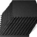 ProsourceFit Exercise Puzzle Mat 1/2-inch, EVA Interlocking Foam Floor Tiles for Home Gym, Workout Equipment, Kids Play Areas, Black, 72 SQ FT - 18 Tiles