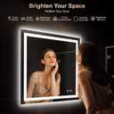 Delma LED Vanity Mirror with Lights 30x30 Inch, Front & Backlit Bathroom Mirror, Dimmable 3 Color Lighting Anti-Fog Wall Mounted Mirror, Shatterproof Tempered Glass, Horizontal or Vertical