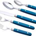 ANNOVA Silverware Set Stainless Steel Cutlery Color Handle With Rivet/Retro Flatware (Sapphire Blue, 20 Pieces)