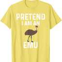 Funny Emu Design Bird Costume Emus T-Shirt, L, Lemon Yellow