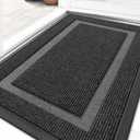 OLANLY Front Door Mat Indoor Outdoor Entrance, Waterproof All-Season, All-Weather Doormat, Sturdy Natural Rubber, Fade Resistant, Low Profile, Easy Clean Patio Porch Entryway Mat, 33x21, Black