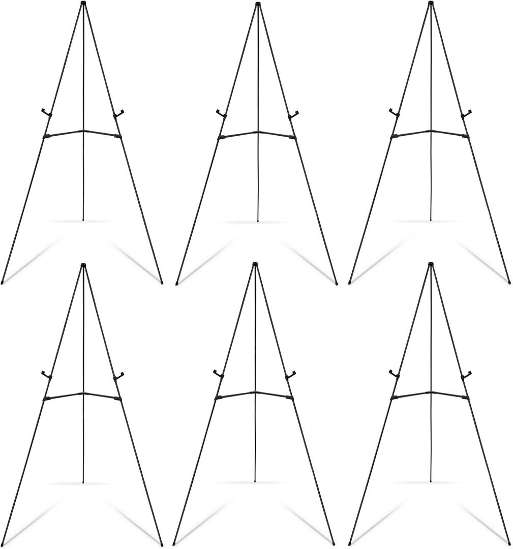 Falling in Art Display Easel Stand, 6 Pack 63" Instant Adjustable Poster Easel, Easy Folding Portable Tripod Stand for Signs, Posters, Wedding, Holds 5 lbs