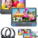 GOnavidio 12" Dual Car DVD Players with HDMI Input 2 Headphones, Headrest DVD Players for Kids Support Sync Screen, Play A Same or Two Different Movies, Region Free, USB/TF Card, No Battery
