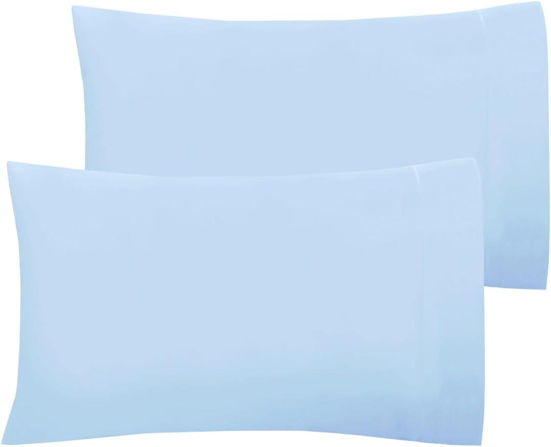 Mejoroom Hotel Luxury Queen Pillowcases  Microfiber 20x30 inches Pillow Cases Set of 2  Soft, Cozy and Breathable Pillow Covers with Envelope Closure(2Piece, Queen/Standard, Light Blue)
