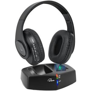 WallarGe Wireless Headphones for TV Watching, Easy Setup and Comfortable Bluetooth Headphones with RF Transmitter Charging Dock, 100 Ft Wireless Range, Rechargeable 25 Hours Play and No Audio Delay