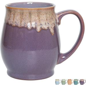 Bosmarlin Extra Large Ceramic Coffee Mug, 24 Oz, Dishwasher and Microwave Safe, Big Oversized Tea Cup, Reactive Glaze (Deep Purple)