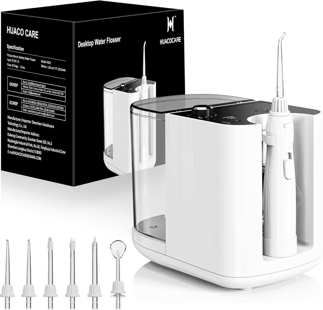 Upgraded Version 900ML Large Capacity Countertop Water Flosser, Aquarius Water Flosser Professional with UV Sanitizer Light, Oral Irrigator for Teeth, Gums, Braces, Dental Care