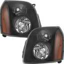 Headlights Assembly Pair Compatible with GMC Yukon XL 1500 2500 2007-2014, Replace 15861025 15861026 (Black)