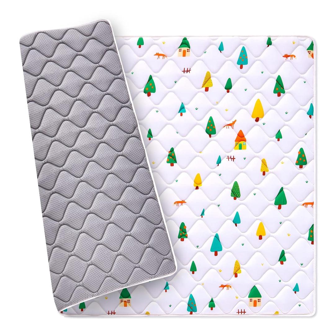 Premium Foam Baby Play Mat 50" X 50", Extra Large Activity Playmats for Babies,Toddlers, Infants, Soft Thicker Sponge Playpen mat for Floor, Play & Tummy Time, Machine Washable for Easy Care (50"L x 50"W x 0.8"Th, A- Forest Party)