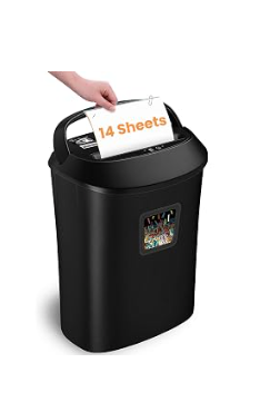 VidaTeco Paper Shredder 14-Sheet Cross-Cut Shredder with US Patented Cutter,Also Shreds Card/CD,Heavy Duty Paper Shredding Machine for Home Office,Fast with Jam Proof System,6.6-Gallon Basket (ETL)