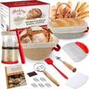 Sourdough Starter Kit,Gift for Bakers Sourdough Bread Baking Supplies,34oz Starter Jar, 2 Cotton Rope Proofing Baskets & More for Sourdough Starter Bread Making Baking Fermentation