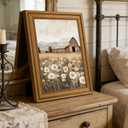 Dark Brown Framed Vintage Rural Daisy Canvas Wall Art White Daisies In Bottle Painting Picture Wall Decor Farmhouse Flowers Poster Print Artwork for Bedrooms Living Rooms Home Decoration 9x11in