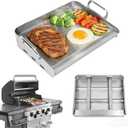 Griddle for Gas Grill, Flat Top Griddle with Non-Stick, Heat Evenly Stainless Steel Griddle, Heat Resistant, No warps, Perfect for Gas/Charcoal Grill, Camping, Tailgating Parties - 23"X16"