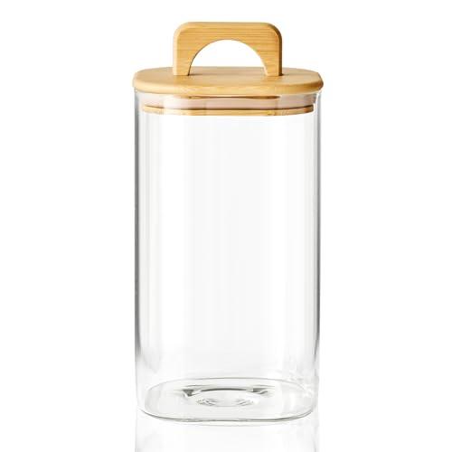 Sweejar 2 qt Glass Food Storage Jars with Airtight Lid, Half Gallon Laundry Pods Container, 64 oz Glass Jars for Laundry Room Organization, 1 Pack