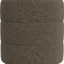 HomePop Upholstered Round Ottoman (No Lid, Seat Only) | HomePop Home Dcor | Round Pouf Foot Rest Dark Brown Boucle