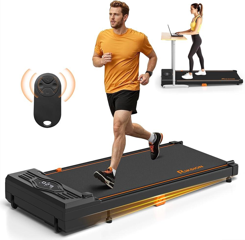 Walking Pad, RIKSION Under Desk Treadmill for Home/Office, Compact Walking Pad with Remote Control & LED Display, Portable Quiet Jogging Running