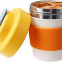 CHAKO LAB Insulated Travel Coffee Mug, Double vacuum wall,Easy to Grip,BPA free,Yellow lid,14 OZ