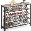 VASAGLE INDESTIC Shoe Rack, Organizer for Closet with 4 Mesh Shelves and Large Top for Bags, Entryway Hallway Shelf, Steel Frame, Industrial, Greige and Black ULBS015B02, 11.8 x 39.4 x 36.4 Inches