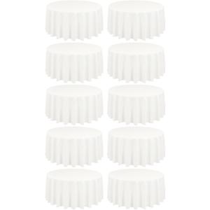 10 Pack Ivory Round Tablecloths - 90 Inch, Polyester Table Cover, Stain and Wrinkle Resistant Washable Fabric Table Cloths for Wedding Banquet Parties