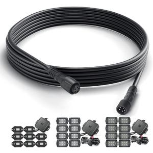 MICTUNING 10FT 5Pin Extension Wire Cable Cord for C1 C2 C4 Q1 RGBW Series LED Rock Lights V1 RGBW Wheel Lights (2 Pack)