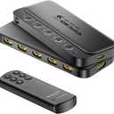 ByteWave HDMI Switch 5 in 1 Out with Remote - 4K@60Hz, HDCP2.3, HDR, 3D, Dolby Support, Multi HDMI Port Selector Box, 5x1 Game Switcher Hub Compatible with PS5, Switch1/2, Xbox, Roku, TV Stick - Black