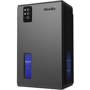 NineSky Dehumidifiers for Home, 1000 Sq.Ft Dehumidifier with 95oz Water Tank, Quiet Dehumidifier for Basement Bathroom Bedroom with 7-Color Ambient Light & Auto Shut Off, (Grey)