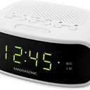 Magnasonic Digital AM/FM Clock Radio with Battery Backup, Dual Alarm, Sleep & Snooze Functions, Display Dimming Option,White (EAAC201)