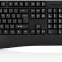 Wireless Computer Keyboard And Mouse Combo with Palm Rest, Large Number Pad, LED Indicators，2.4Ghz Ergonomic, Foldable Stands,Anti-Wear Letters Full Size Keyboard for Windows Mac PC Laptop-Black