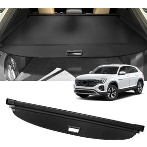 Cargo Cover for VW Volkswagen Atlas Cross Sport 2020-2025 2026 Accessories Retractable Trunk Cover Security Shielding Shade Cargo Luggage Cover Trunk Privacy Protection (Carbon Fiber Texture)
