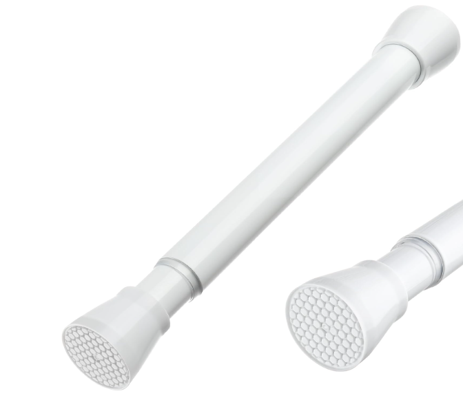 MEXAU White Tension Rod 16 To 26 Inch Spring Curtain Rod Adjustable Tension Curtain Rods No Drilling Short Tension Rod Extendable Small Spring Tension Curtain Rod for Closet Cupboard Bars Refrigerator