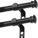 2pack Black Window Curtain Rods 30 to 45 Inches, Decorative 5/8 Inch Diameter Long Window Curtain Rod Set for Room Divider, Bedroom, Living room, Kitchen, Bathroom,With Brackets