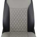 Front Car Seat Covers, Waterproof Leather Car Seat Covers Protectors, Luxury Anti-Slip Driver Seat Cover with Backrest, Universal for Most Cars SUV Pick-up Truck (Grey)