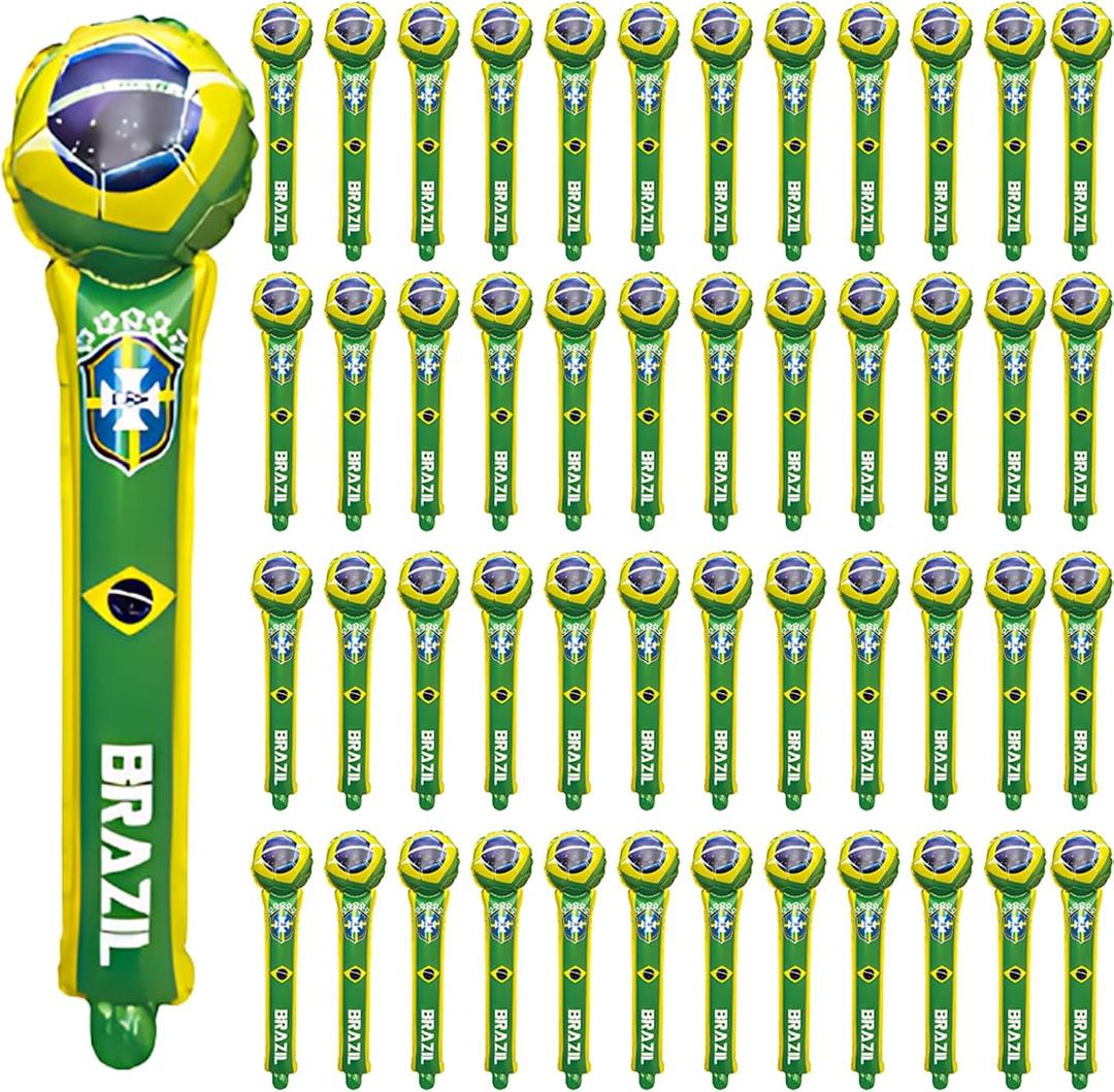 50 PCS Thunder Sticks, 24 Inch Brazil Cheer Sticks for World Cup, Noisemaker for Sporting Events, Boom Boom Stick for Watch Party