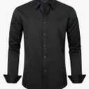 J.VER Men's Dress Shirts Solid Long Sleeve Stretch Wrinkle-Free Formal Shirt Business Casual Button Down Shirts 2XL