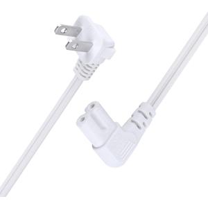 C7 Power Cord 2-Slot Non-Polarized 90 Degree Angle SPT-2 18AWG Power Cord (IEC320 C7 to Nema 1-15P) for TV Printer Projector Scanner Replacement (White, 1.5 Feet)