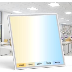 AIKVSXER 1 Pack 2x2 LED Flat Panel Light - Selectable 5 CCT 3000K-6500K & 5 Wattage 30-50W 5500Lm 0-10V Dimmable 2x2 led Drop Ceiling Lights 120-277V for Commercial and Home