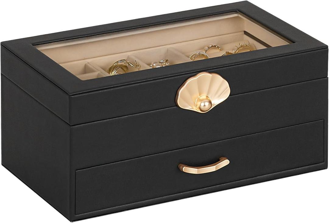 Enthralite Jewelry Box with 1 Drawers : Jewelry Display Organizer for Earrings Necklaces - Gift for Girls Women | Black