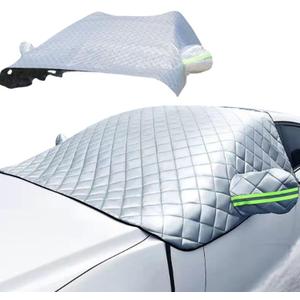 Jan Bark Windshield Cover for Ice & Snow Windshield Snow Cover with Side Window & Rearview Mirror Winter Car Front Universal Protector for Most Cars (90x57inchs)