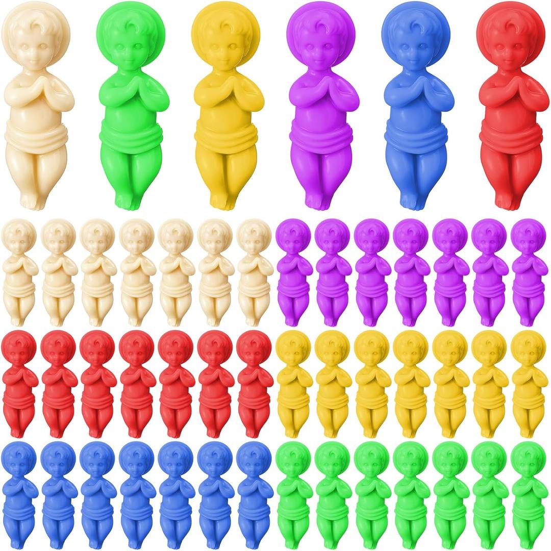 Wesiti 100 Pcs King Cake Mini Jesus Figure 1.2 Inch Easter Resin Jesus Figure Christian Mini Colorful Nativity Figurines for Easter Egg Filler and Basket Stuffer King Cake Toppers Party Decorations (Multicolor)