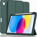 ZryXal iPad (A16) Case/iPad 10th Generation Case [11-Inch 2025/10.9 Inch 2022] with Pencil Holder, Smart Cover with Soft TPU Back [Support Auto Wake/Sleep] (New Midnight Green)