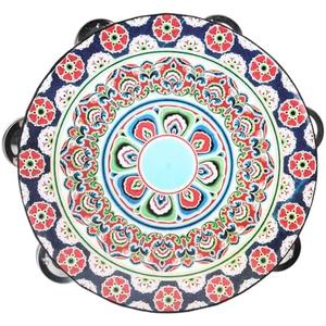 Tambourines Musical Instrument Handheld Drum: Tambourines for Adults Church 10 Inch Double Row Metal Jingles - Percussion Wooden Tambourine for Dance Wedding Party (10 inch)